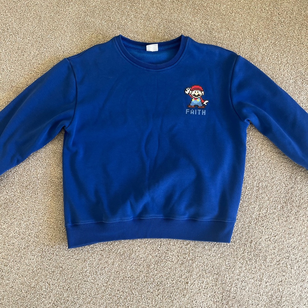 Blue Kids Sweatshirt with Embroidered Character